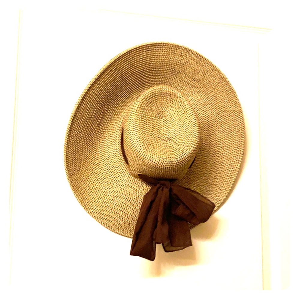 Straw Hat with Chocolate-Colored Bow